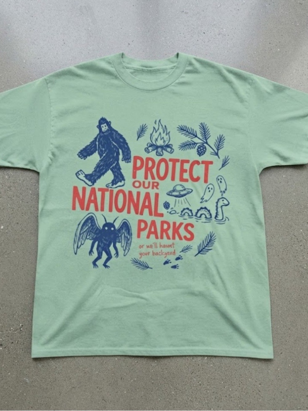 National Parks Graphic Tee Gildan T-Shirt Mint Green Nature Top